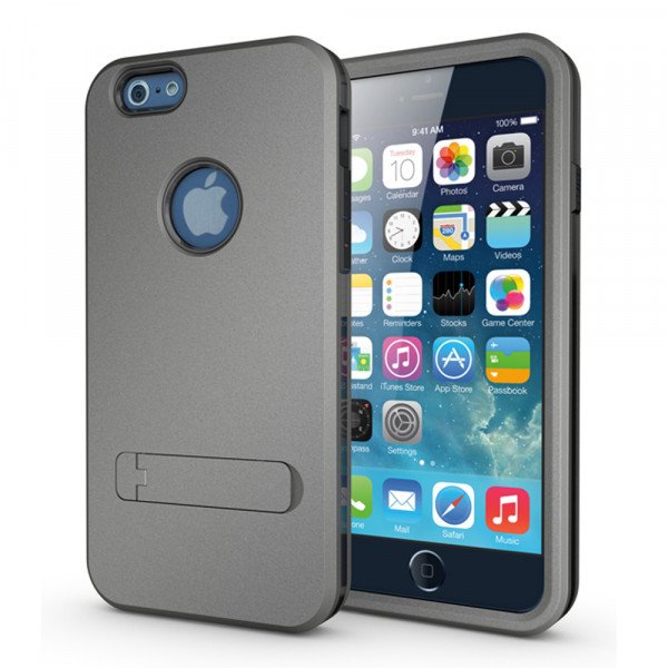 Wholesale Apple iPhone 5 5S Strong Armor Hybrid with Stand (Space Gray)